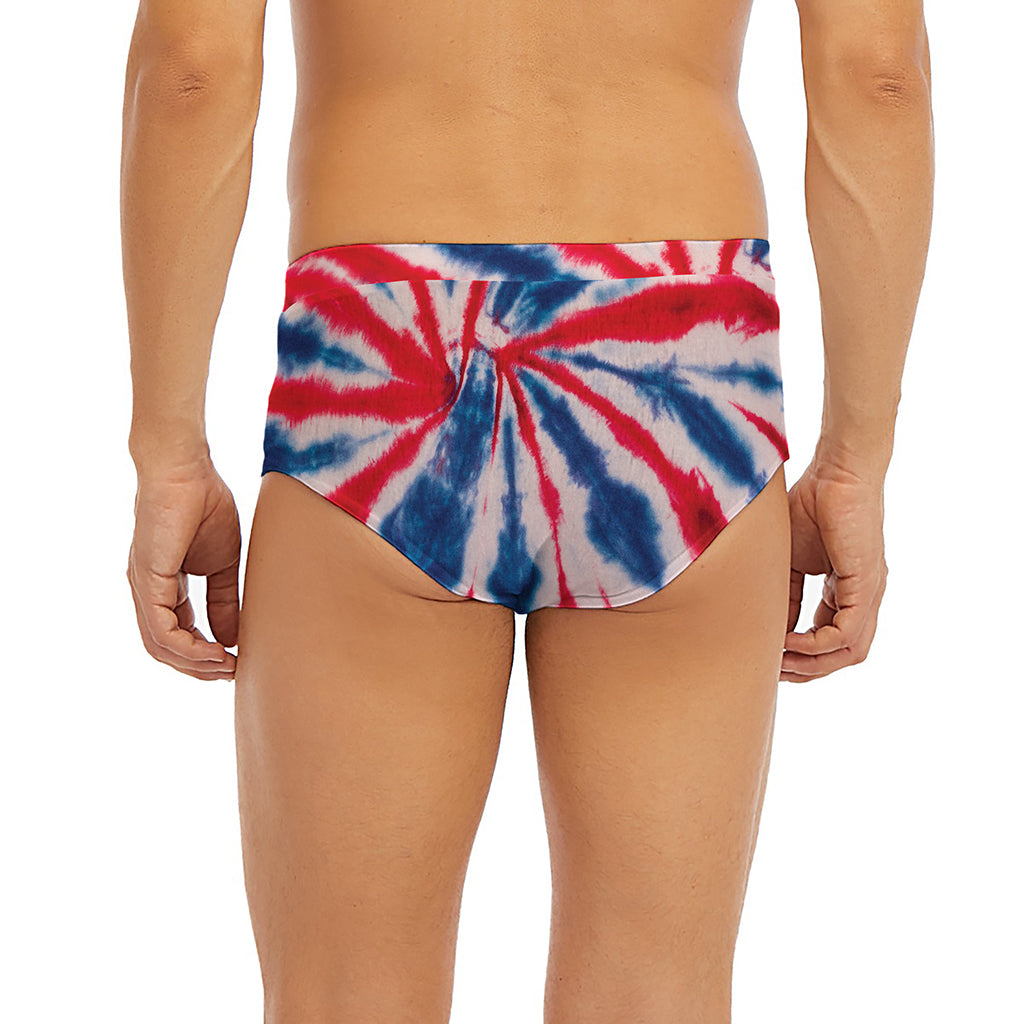 Red And Blue Spider Tie Dye Print Men's Briefs