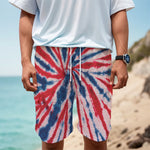 Red And Blue Spider Tie Dye Print Men's Cargo Shorts