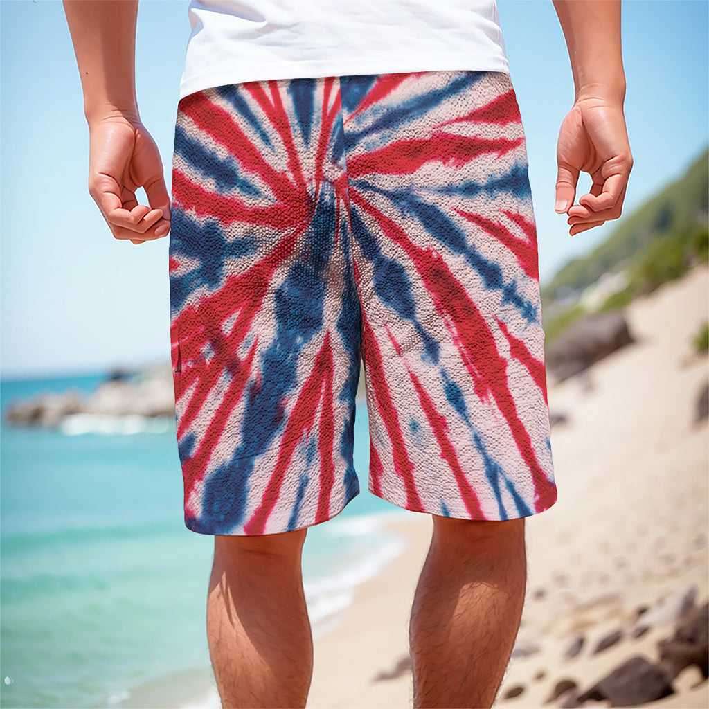 Red And Blue Spider Tie Dye Print Men's Cargo Shorts
