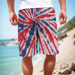 Red And Blue Spider Tie Dye Print Men's Cargo Shorts