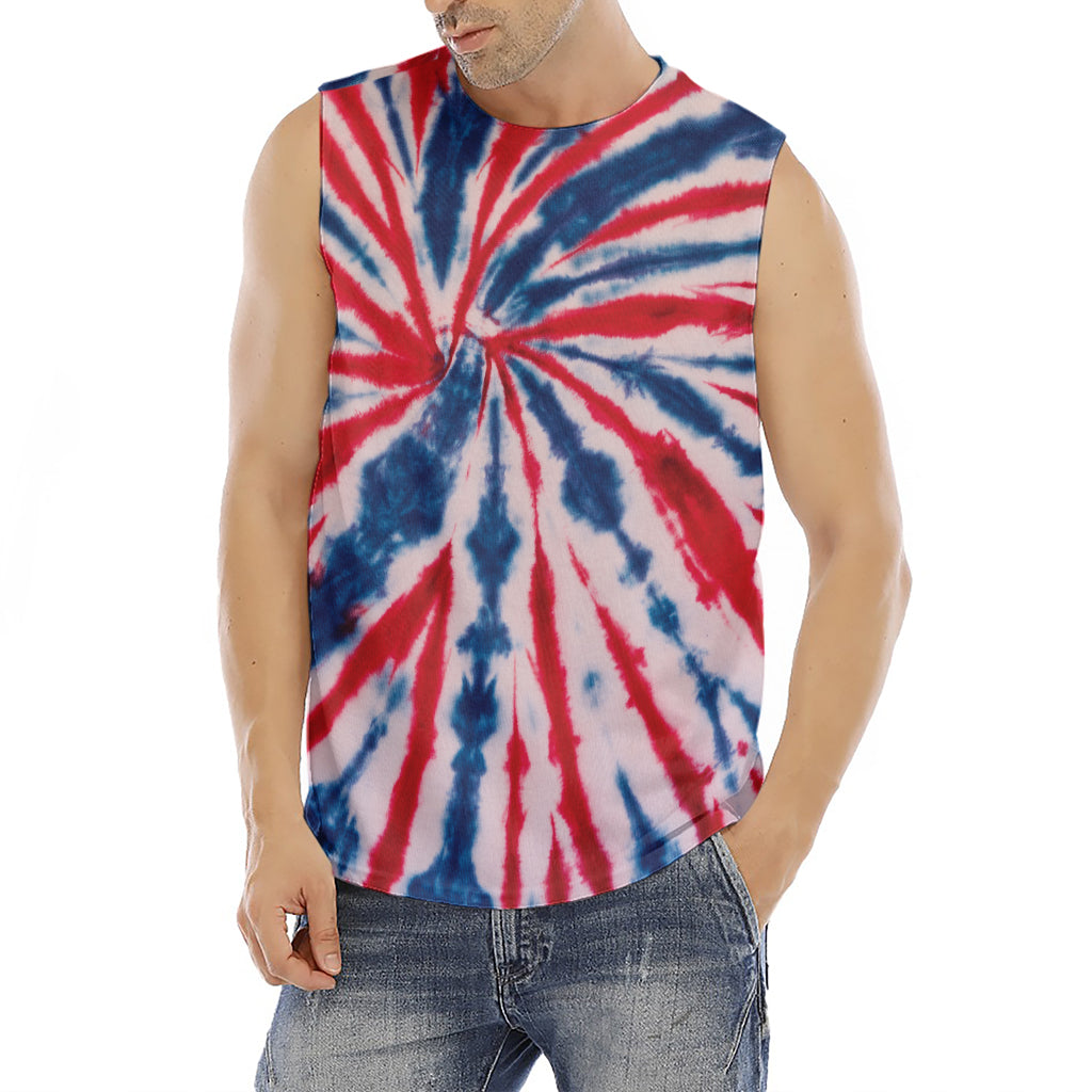 Red And Blue Spider Tie Dye Print Men's Fitness Tank Top