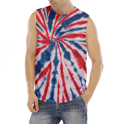 Red And Blue Spider Tie Dye Print Men's Fitness Tank Top
