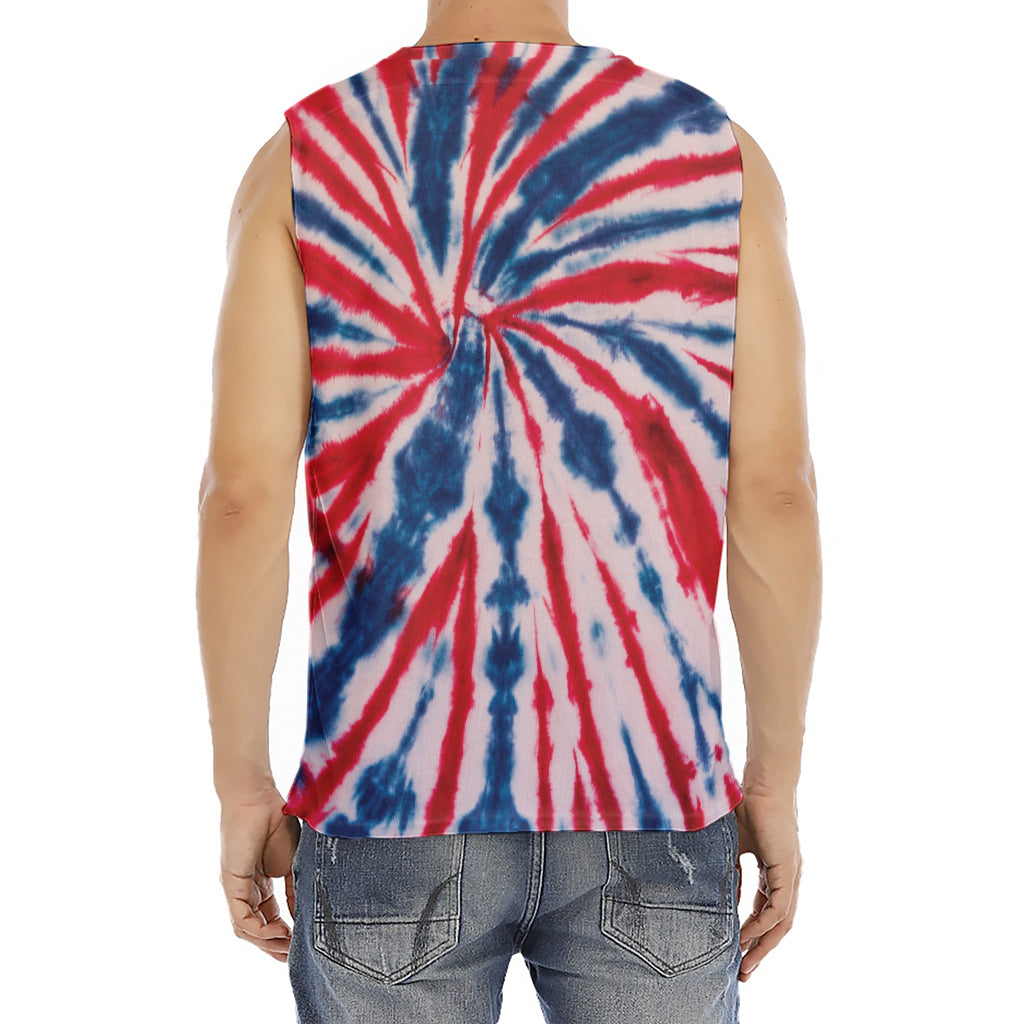 Red And Blue Spider Tie Dye Print Men's Fitness Tank Top