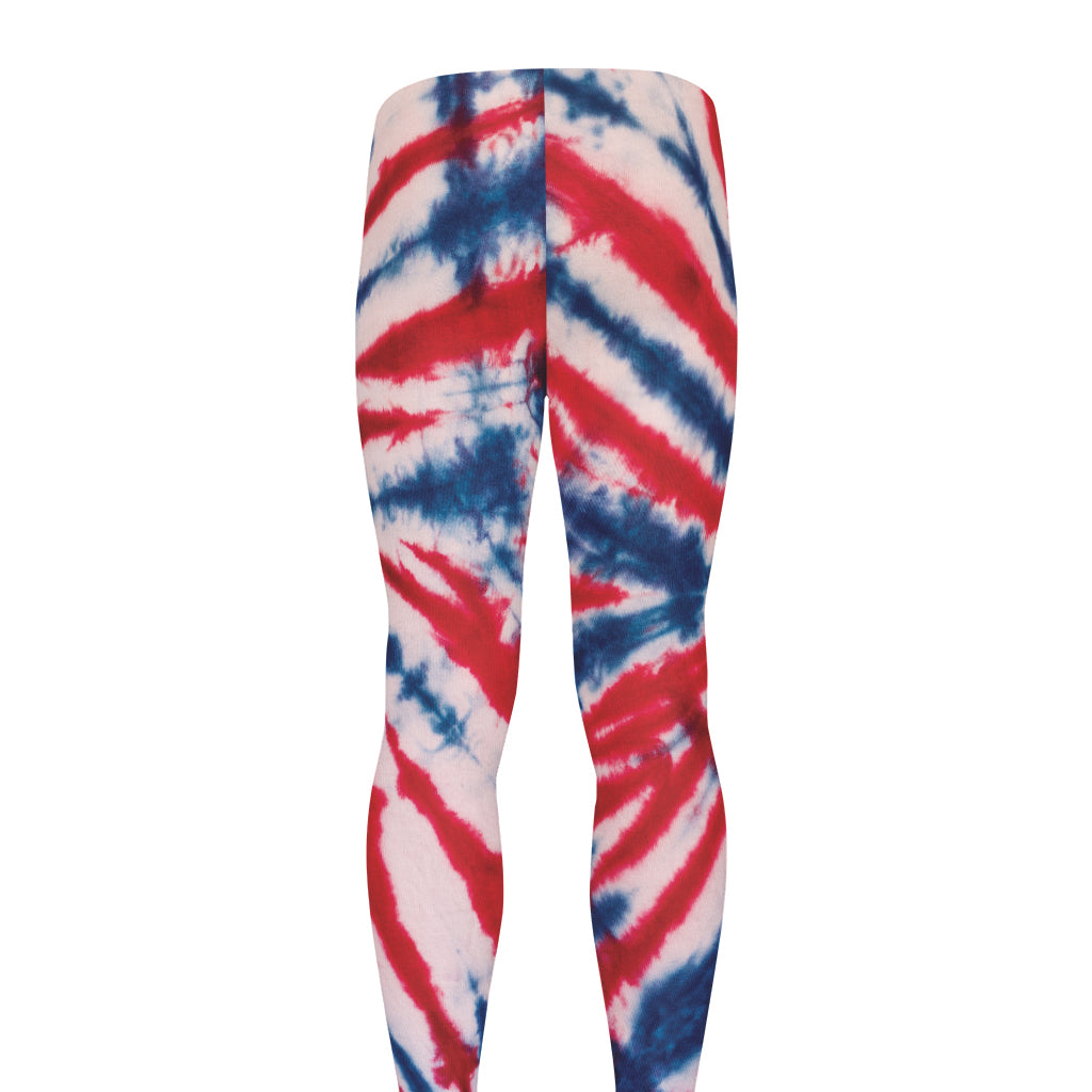 Red And Blue Spider Tie Dye Print Men's leggings