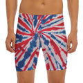 Red And Blue Spider Tie Dye Print Men's Long Boxer Briefs