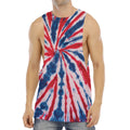 Red And Blue Spider Tie Dye Print Men's Muscle Tank Top