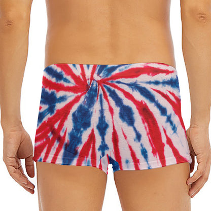 Red And Blue Spider Tie Dye Print Men's Short Boxer Briefs