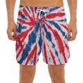 Red And Blue Spider Tie Dye Print Men's Split Running Shorts