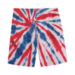 Red And Blue Spider Tie Dye Print Men's Sports Shorts