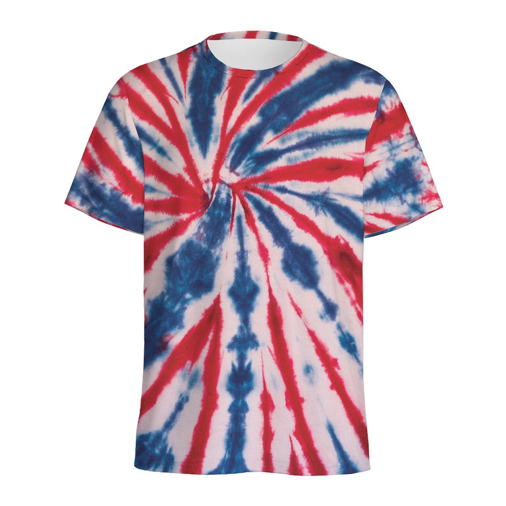 Red And Blue Spider Tie Dye Print Men's Sports T-Shirt