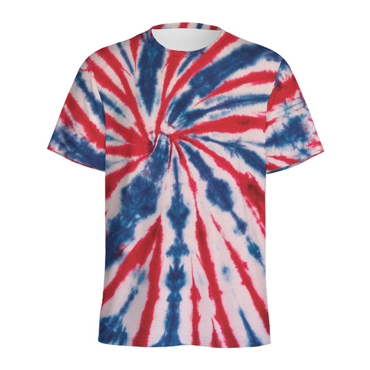 Red And Blue Spider Tie Dye Print Men's Sports T-Shirt