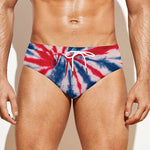 Red And Blue Spider Tie Dye Print Men's Swim Briefs