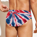 Red And Blue Spider Tie Dye Print Men's Swim Briefs
