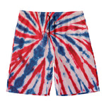 Red And Blue Spider Tie Dye Print Men's Swim Trunks