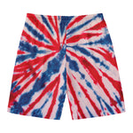Red And Blue Spider Tie Dye Print Men's Swim Trunks