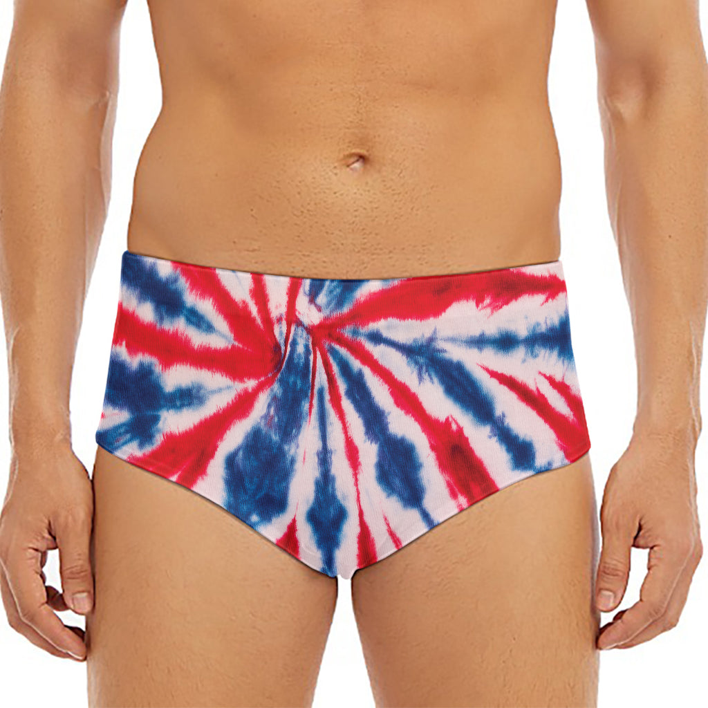 Red And Blue Spider Tie Dye Print Men's Triangle Swim Briefs