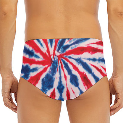 Red And Blue Spider Tie Dye Print Men's Triangle Swim Briefs