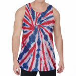 Red And Blue Spider Tie Dye Print Men's Velvet Tank Top