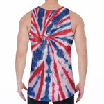 Red And Blue Spider Tie Dye Print Men's Velvet Tank Top