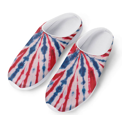 Red And Blue Spider Tie Dye Print Mesh Casual Shoes