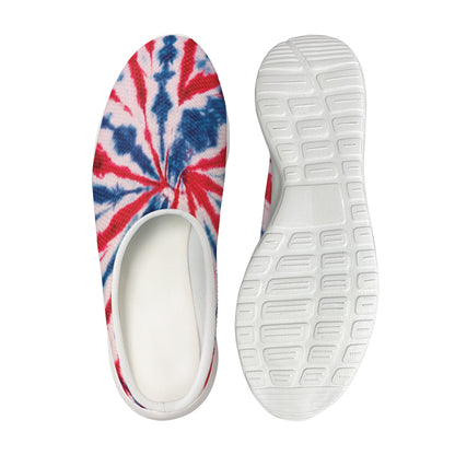 Red And Blue Spider Tie Dye Print Mesh Casual Shoes