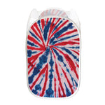 Red And Blue Spider Tie Dye Print Mesh Laundry Hamper