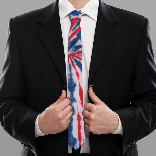 Red And Blue Spider Tie Dye Print Necktie