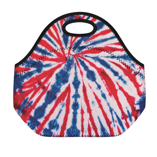 Red And Blue Spider Tie Dye Print Neoprene Lunch Bag