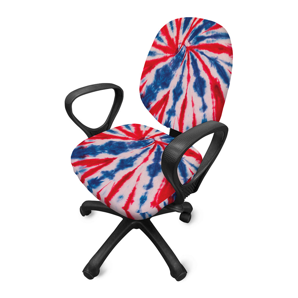 Red And Blue Spider Tie Dye Print Office Chair Cover