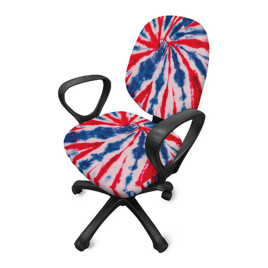 Red And Blue Spider Tie Dye Print Office Chair Cover