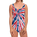 Red And Blue Spider Tie Dye Print One Piece Swimsuit