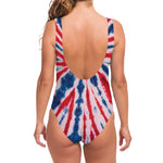 Red And Blue Spider Tie Dye Print One Piece Swimsuit