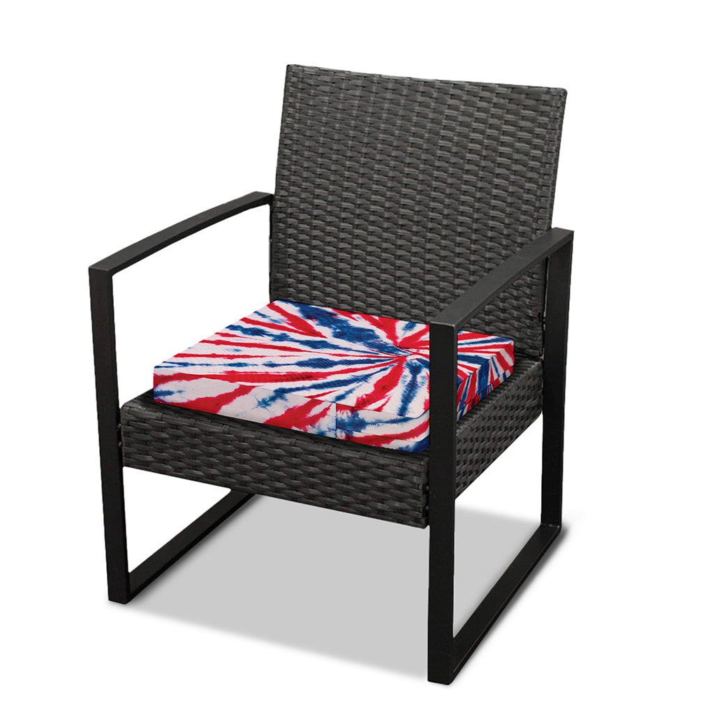 Red And Blue Spider Tie Dye Print Outdoor Seat Cushion Cover