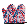 Red And Blue Spider Tie Dye Print Oven Mitts
