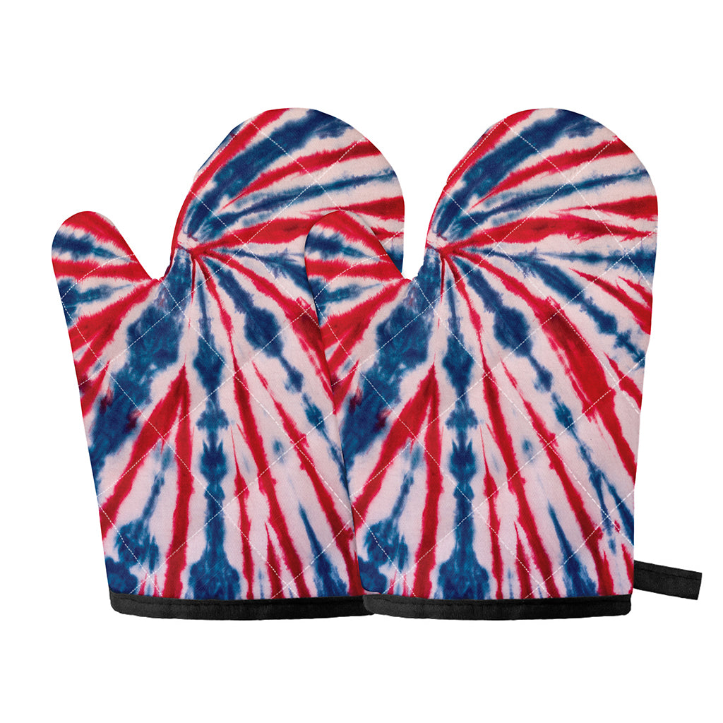 Red And Blue Spider Tie Dye Print Oven Mitts
