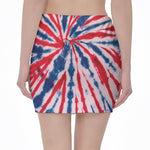 Red And Blue Spider Tie Dye Print Pencil Mini Skirt