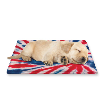 Red And Blue Spider Tie Dye Print Pet Cooling Mat Cover
