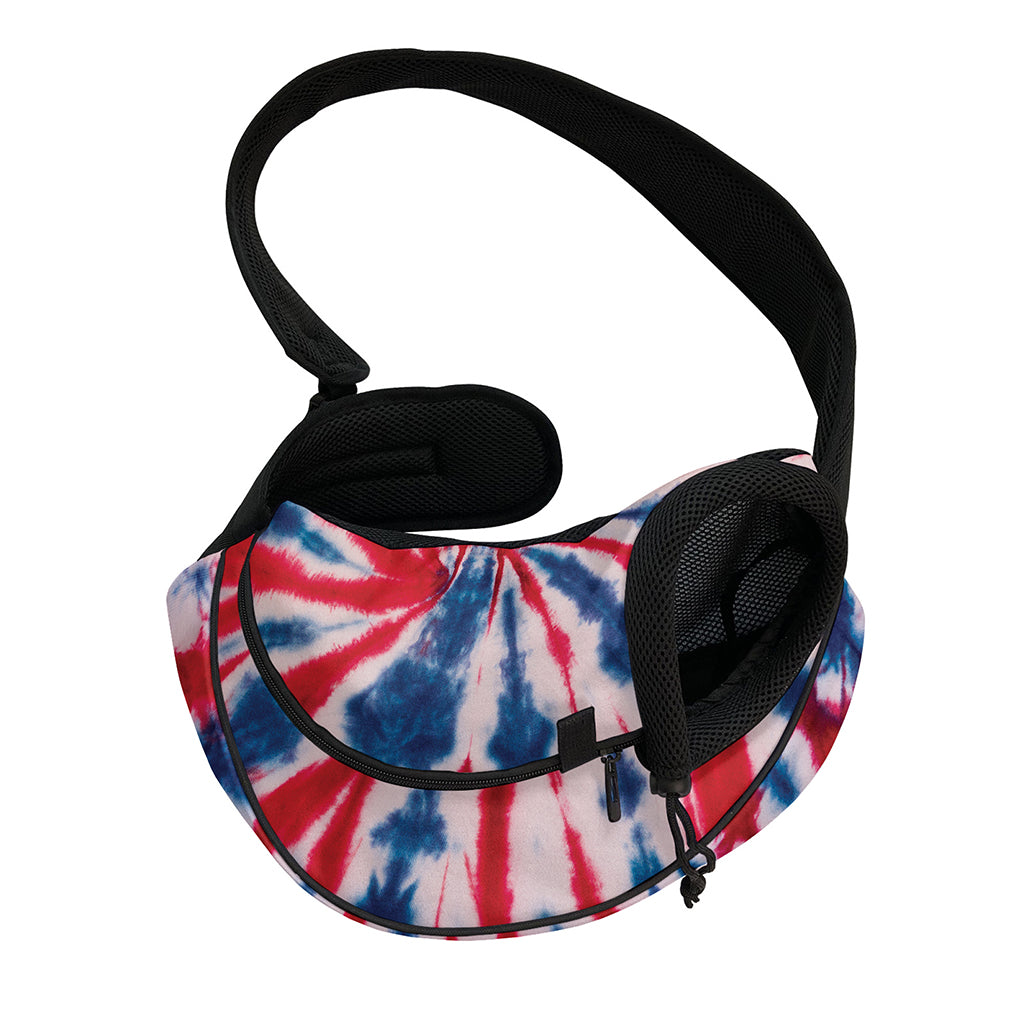 Red And Blue Spider Tie Dye Print Pet Sling Carrier