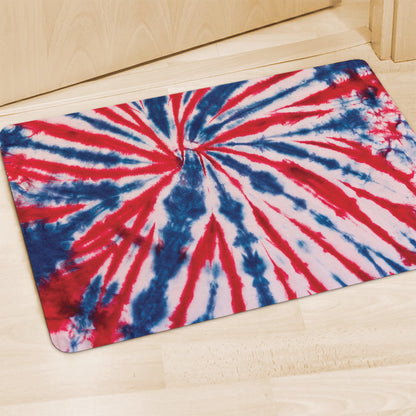 Red And Blue Spider Tie Dye Print Polyester Doormat