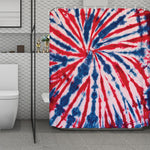 Red And Blue Spider Tie Dye Print Polyester Shower Curtain