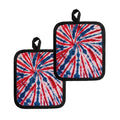 Red And Blue Spider Tie Dye Print Pot Holders