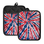 Red And Blue Spider Tie Dye Print Pot Holders With Pocket