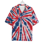 Red And Blue Spider Tie Dye Print Rayon Hawaiian Shirt