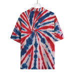 Red And Blue Spider Tie Dye Print Rayon Hawaiian Shirt