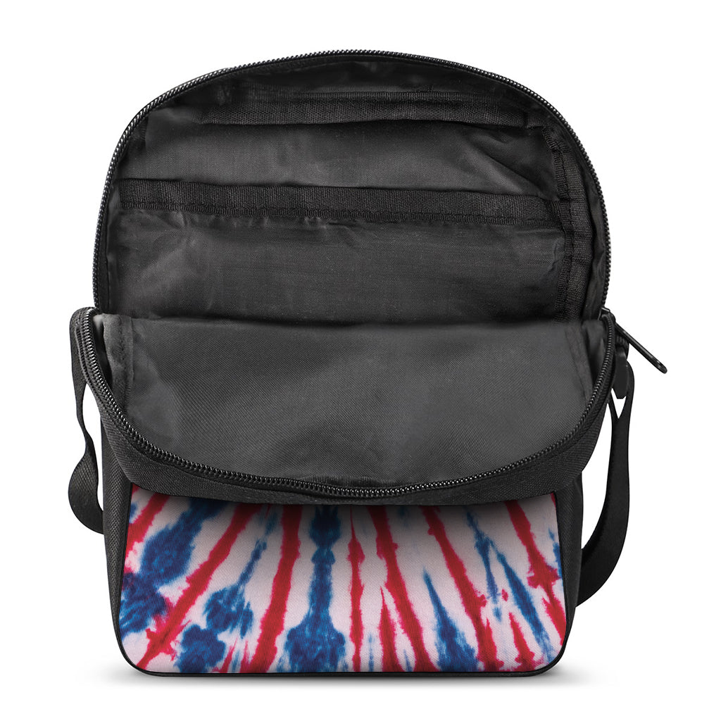 Red And Blue Spider Tie Dye Print Rectangular Crossbody Bag