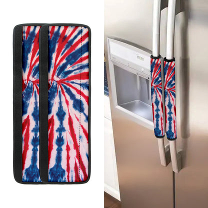 Red And Blue Spider Tie Dye Print Refrigerator Handle Covers