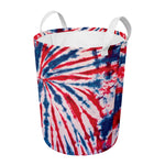 Red And Blue Spider Tie Dye Print Round Laundry Basket