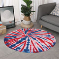 Red And Blue Spider Tie Dye Print Round Rug