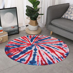 Red And Blue Spider Tie Dye Print Round Rug