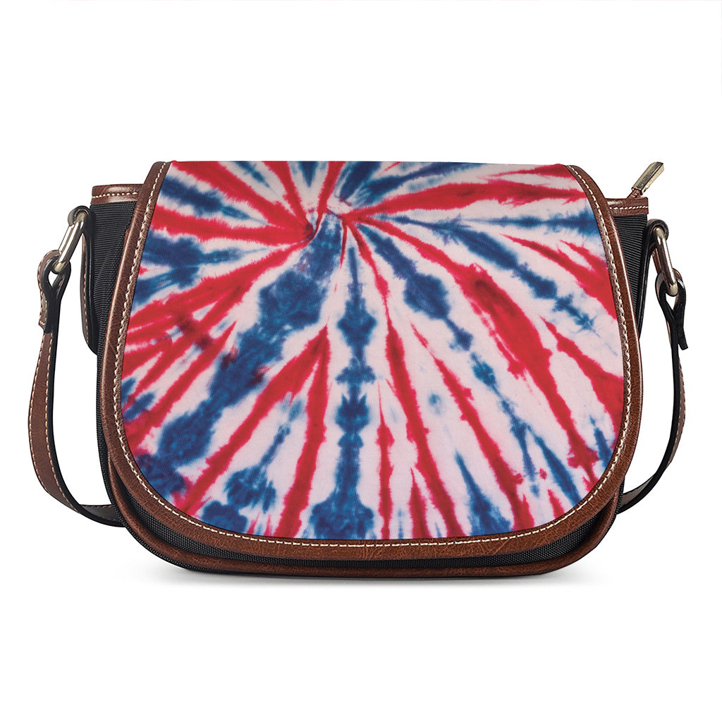 Red And Blue Spider Tie Dye Print Saddle Bag